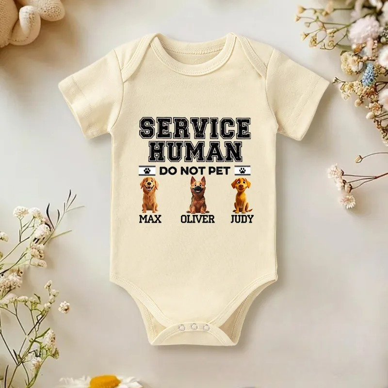 Personalized Service Human Do Not Pet Dog Baby Bodysuit Baby Shower Gift