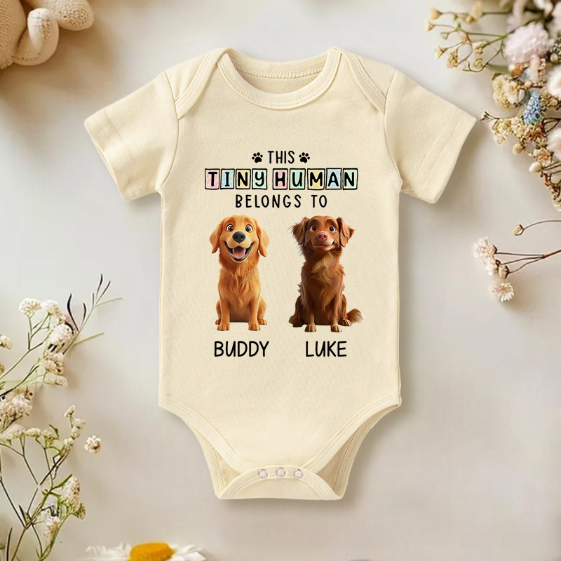 Personalized Tins Baby and Lovely Dogs Bodysuit Baby Shower Gift