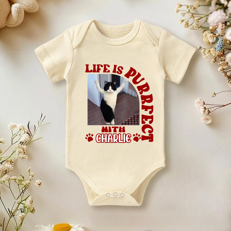 Personalized Life is Purrfect Bodysuit Baby Shower Gift