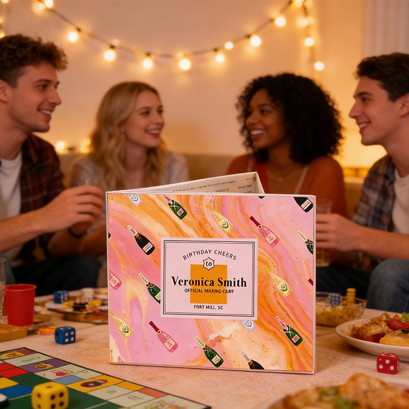 Personalized Champagne Themed Birthday Cheers Mahjong Tile Set Template for Mahjong Lovers