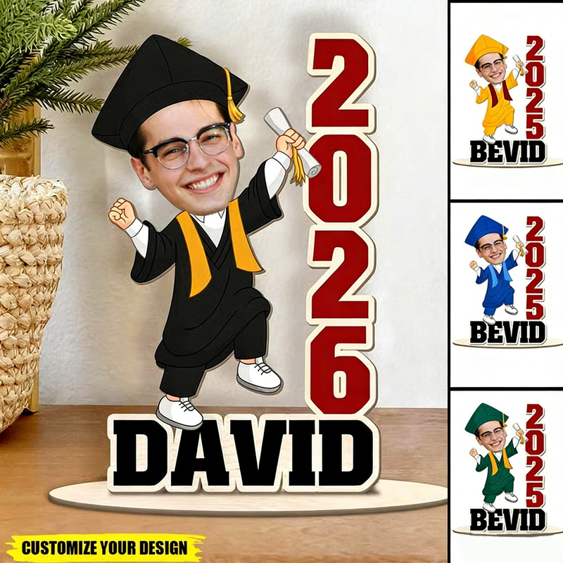 Personalized Graduation Gift Custom Graduate Photo Keepsake Class of 2026 Celebration Wooden Table Decoration