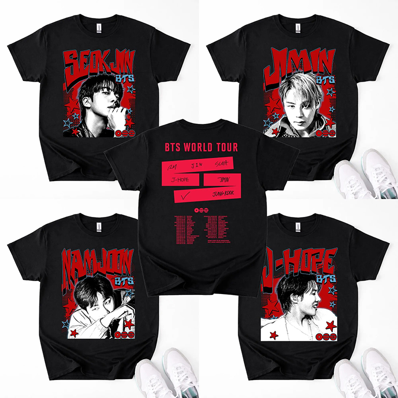 Personalized BTS World Tour Member T-Shirt K-Pop Tour Tee for Concerts Arirang Kpop Bangtan T-Shirt Fandom Gift Idea