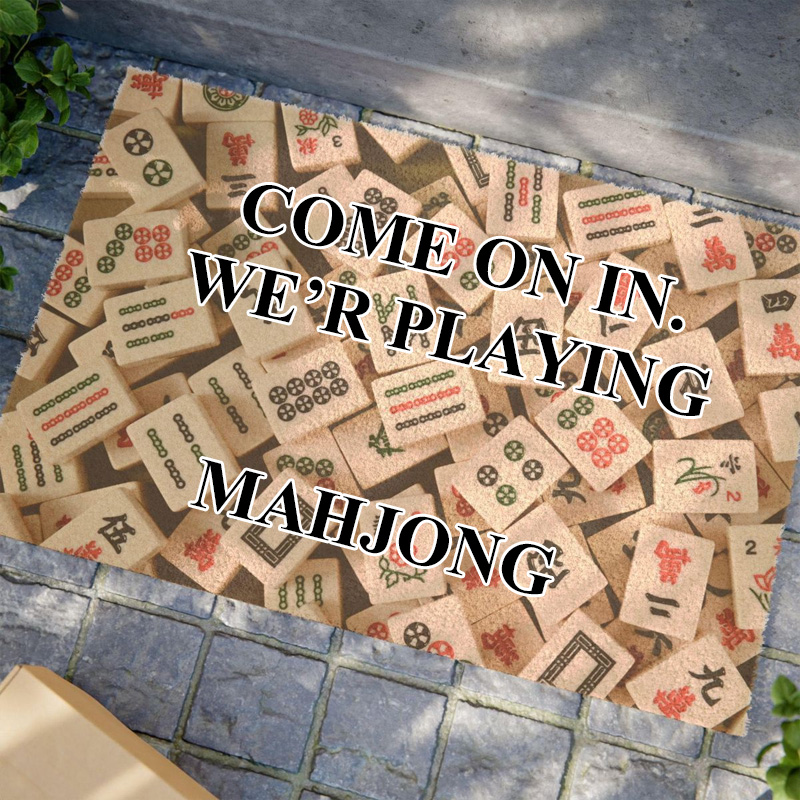 Funny Come On In Mahjong Tile Print Welcome Entryway Non Slip Durable Game Lover Gift House Decor Mahjong Outdoor Mat