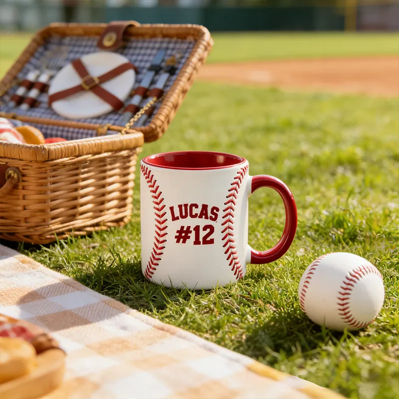 Personalized Baseball Mug with Custom Name and Number Design