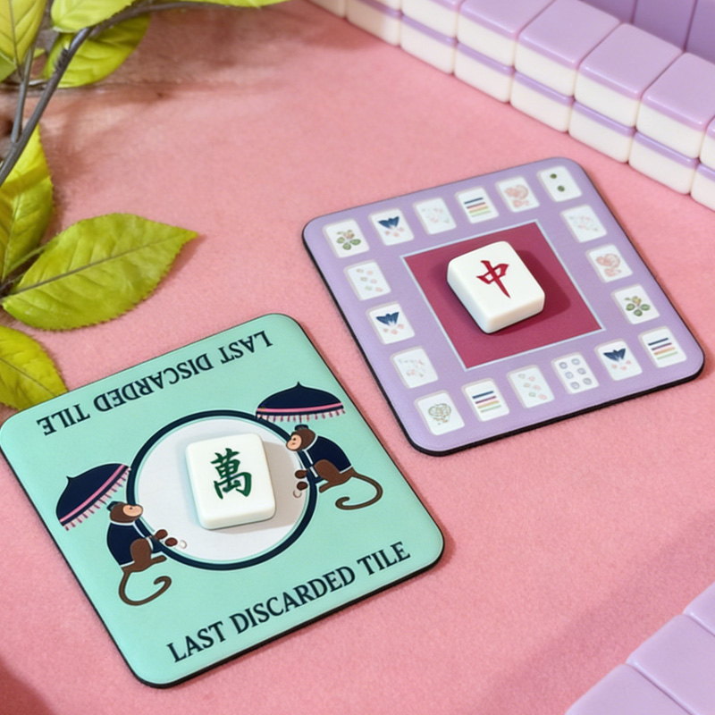 Colorful Last Discarded Tile Mahjong Table Game Night Decorative Drink Holder Gift Set Mahjong Coaster