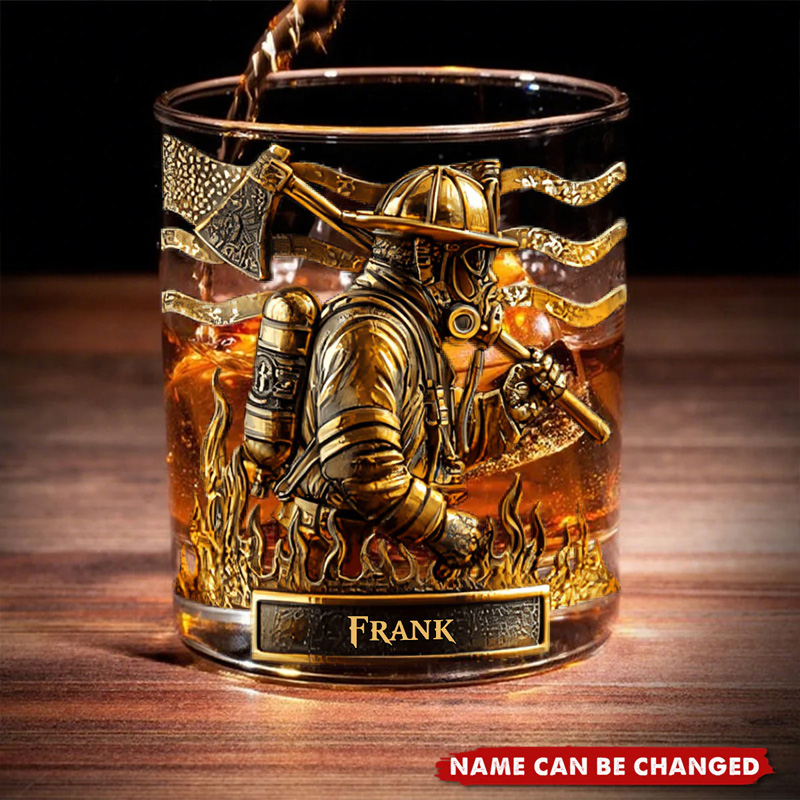 Personalized Firefighter Whiskey Glass Proud Firefighter