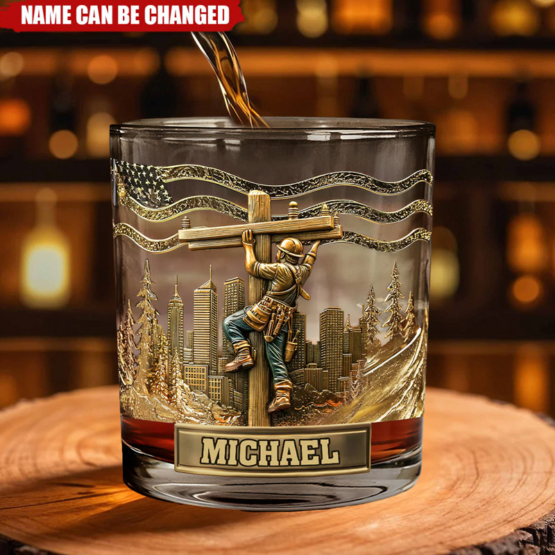 Personalized Lineman Whiskey Glass Lineman Legacy Glass
