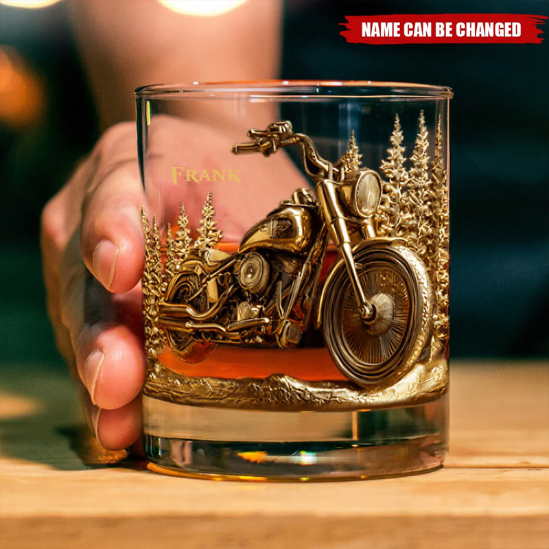Personalized Biker Whiskey Glass Never Underestimate An Old Man With His Motorcycle
