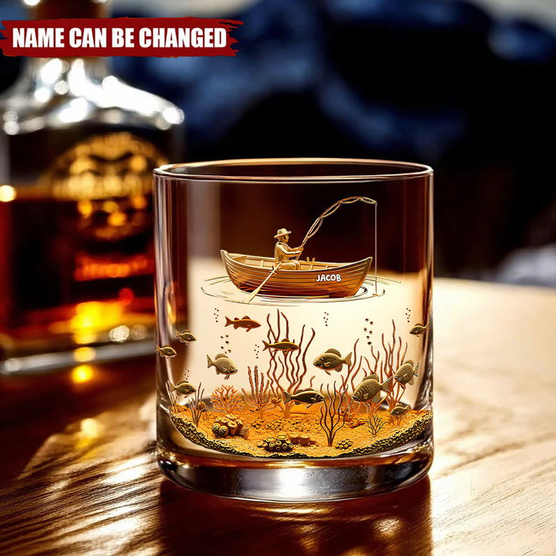 Personalized Whiskey Glass Gifts For Fishing Lovers Fishing Man 