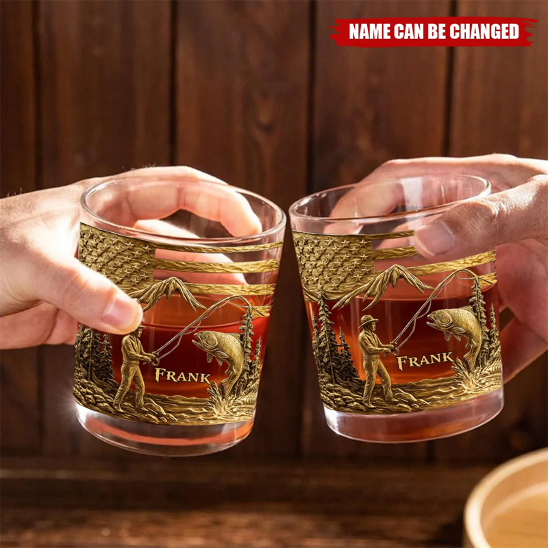 Personalized Fishing Whiskey Glass Fishing For Life 