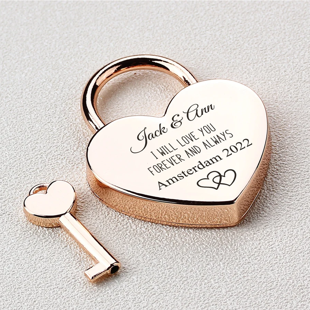 Personalized Engraved Heart Shaped Padlock Personalized Couple Love Lock With Key For Anniversary Valentines Day Wedding Gifts