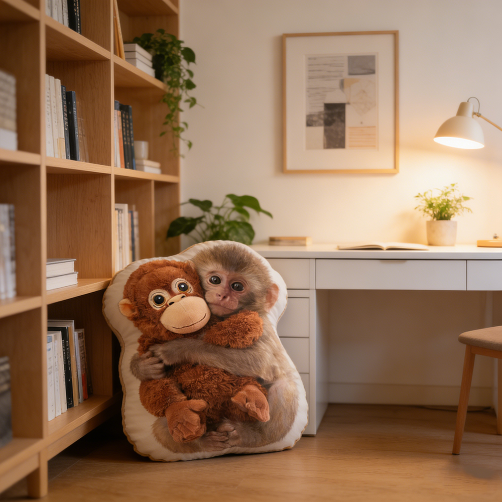 Personalized Punch the Monkey Hugging Pillow Custom Plush Pillow with Monkey Design for Kids and Animal Lovers