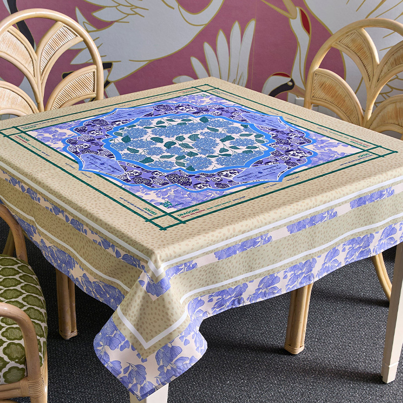 Mahjong Tablecloth 55" x 55" Polyester Flora Tablecloth Square Instructional Design for Family Game Night Party Favor Supplies
