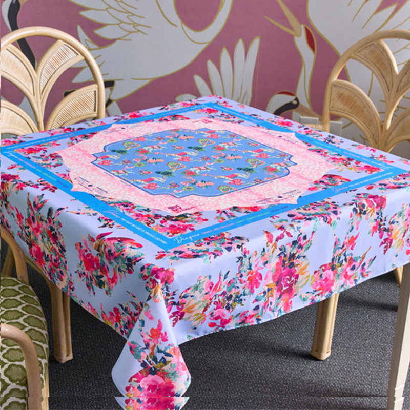 Mahjong Tablecloth 55" x 55" Polyester Naples Tablecloth Square Instructional Design for Family Game Night Party Favor Supplies