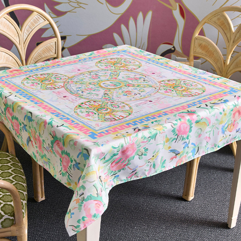 Aristocrat Mahjong Tablecloth 55" x 55" Polyester Square Instructional Design for Family Game Night Party Favor Supplies