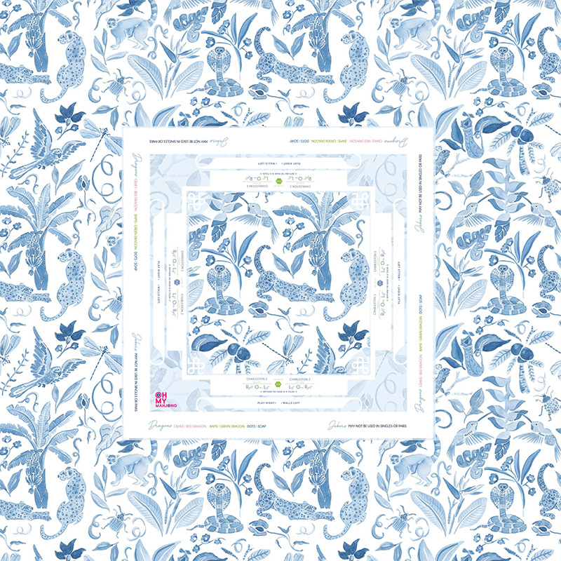 Blue Instructional Mahjong Tablecloth 55" x 55" Polyester Square Instructional Design for Family Game Night Party Favor Supplies