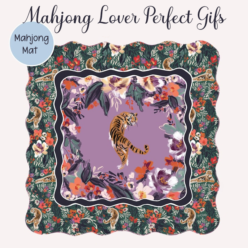 Scalloped Mahjong Mat Soft Surface Not Neoprene Original Art Tiger Mahjong Mat Mat Mahjong Lovers Gifts