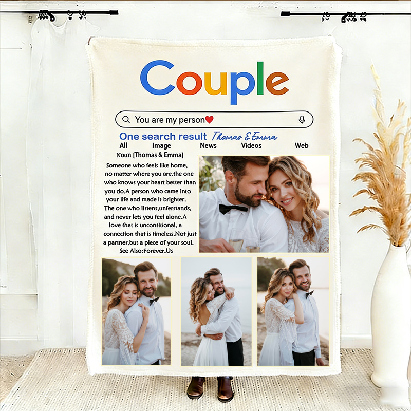 Personalized Editable Google Search Couple Photo Blanket Couple Funny Gift Valentine Gift for Couple Photo Customized Gift