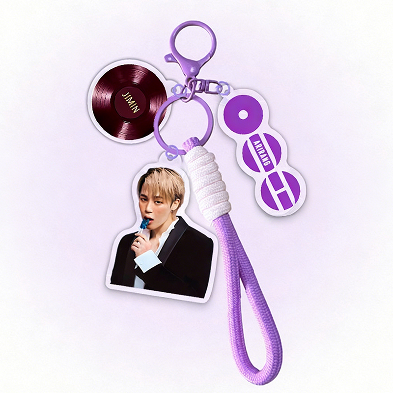 Personalized Kpop Member Photo Bag Charm with Album Disc Design  Keychain ARMY Gift