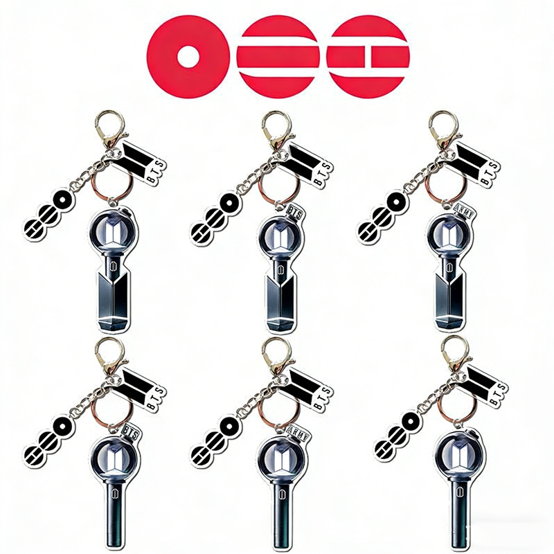 BTS Flat Acrylic Keychain Support Gift Retro Style Decorative Keychain