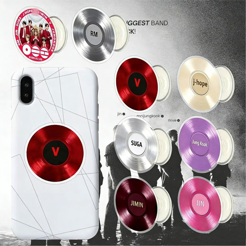 Kpop Inspired Colorful Vinyl Record Member Names Stylish Car Mount Stand Music Art Magnetic Phone Holder