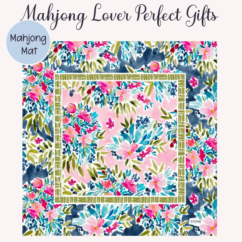 Colorful Floral Mahjong Mat Waterproof Non Slip Elegant Table Protector Gift Mahjong Mat Mahjong Lovers Gifts