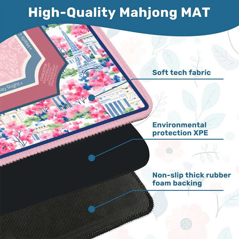 Paris Conservatory Mahjong Mat Waterproof Non Slip Elegant Table Protector Gift Mahjong Mat Mahjong Lovers Gifts