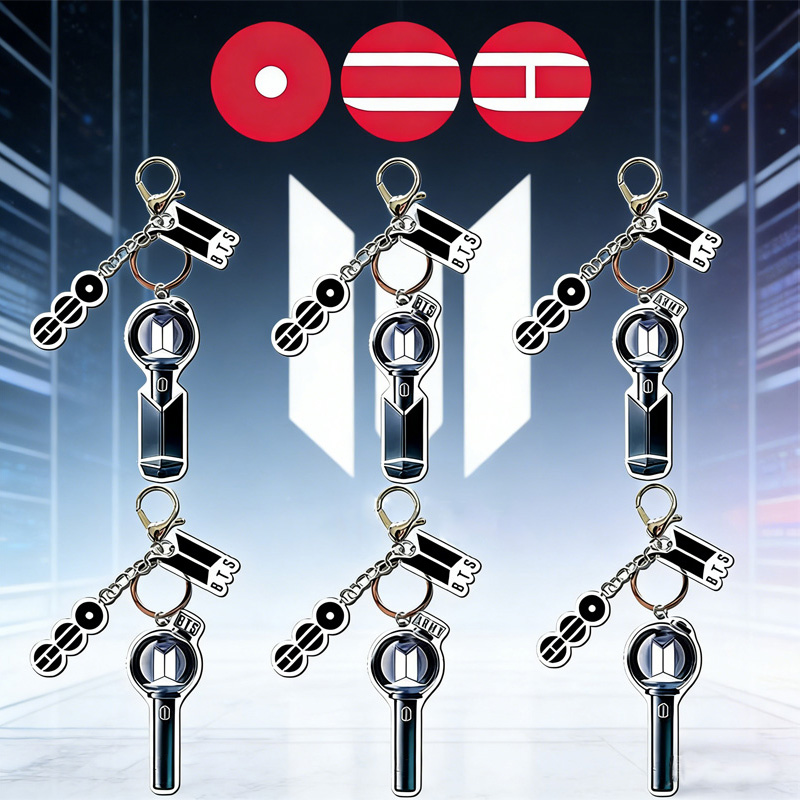 BTS Flat Acrylic Keychain Support Gift Retro Style Decorative Keychain