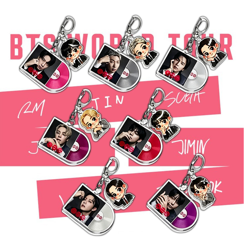 Kpop Inspired Album Disc Photo Card Cartoon Charm Collectible Music Lovers Accessory Gift Keychain