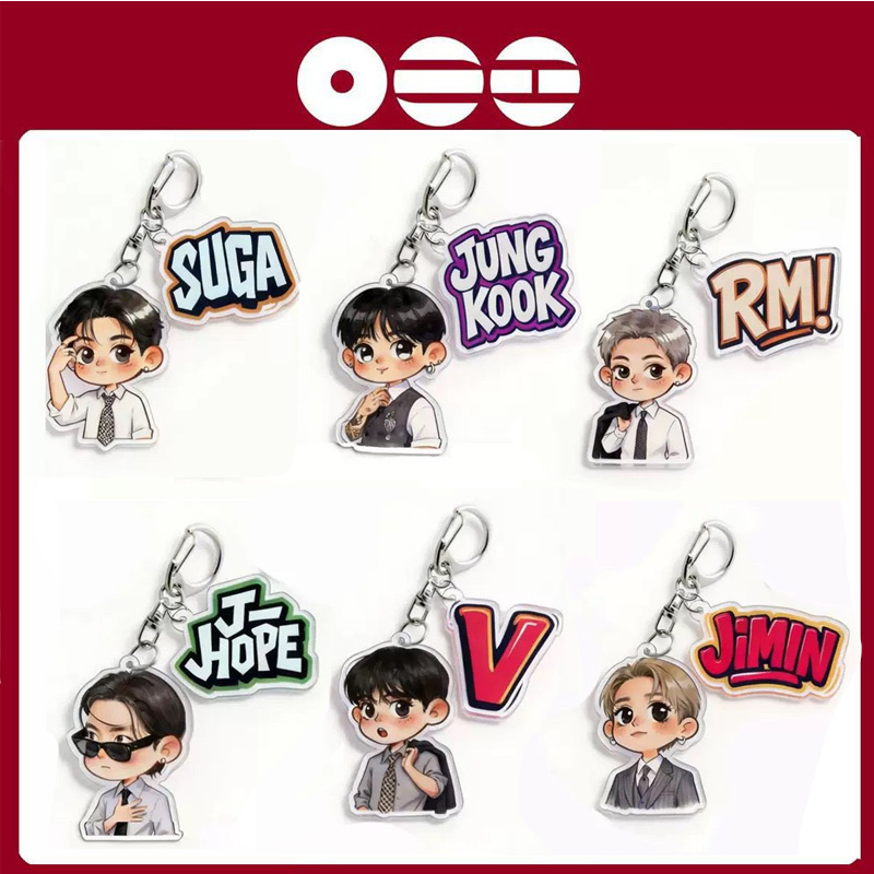 Kpop Cartoon Acrylic Keychain Logo Pendant Cute Travel Bag Charm Creative Gift for Music Lovers Unique Accessory Kpop Fans Keychain