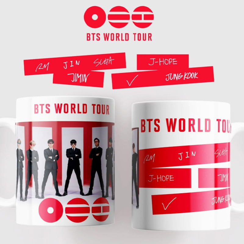 Kpop World Tour Names Accent Coffee Mug K-Pop Fan Ceramic 11oz/15oz