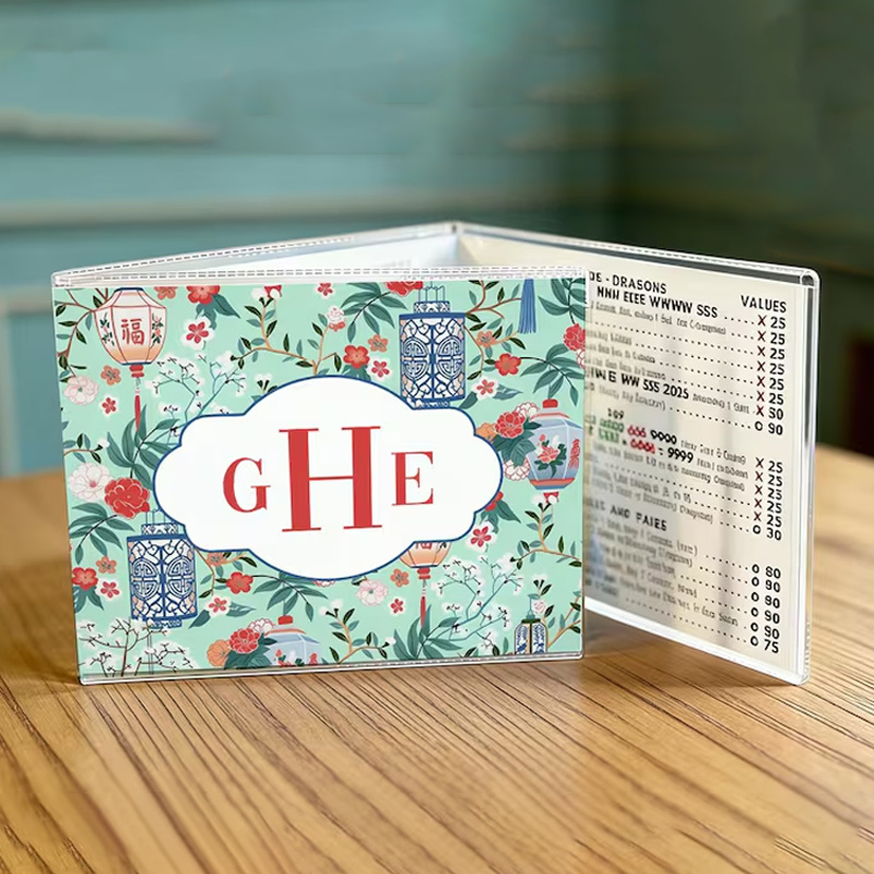 Personalized Mahjong Card Cover with Chinoiserie Sleeve Trifold NMJL Holder Gift for Mahjong Lovers