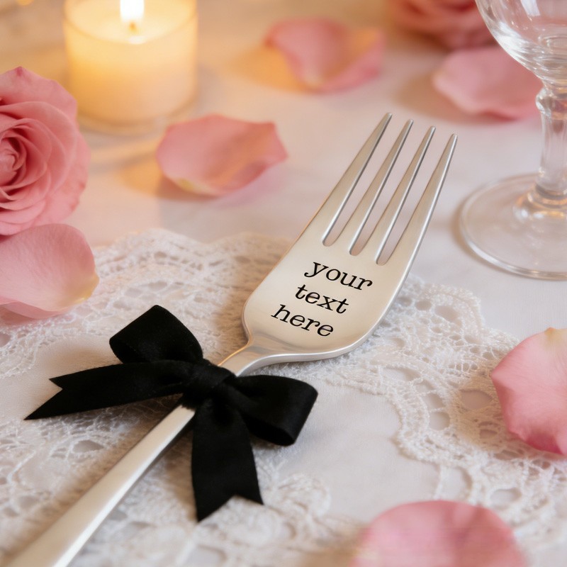 Personalized Unique Custom Name Cute Ribbon Decorated Utensil Perfect Gift for Children Fork Spoon