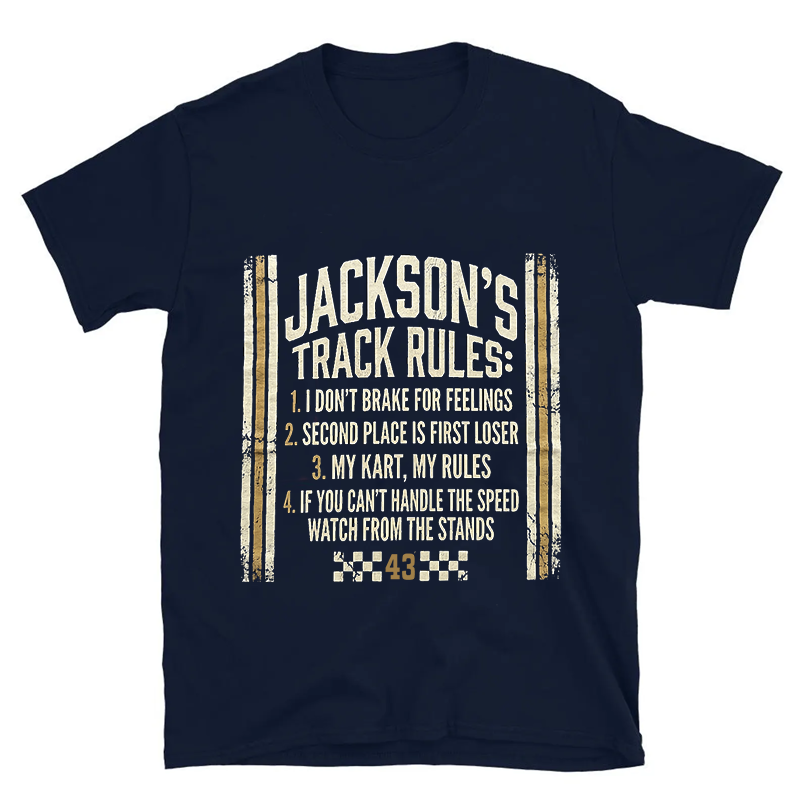 Personalized Track Rules Go-Kart Racing Vintage Distressed Graphic Unisex Cotton T-Shirt