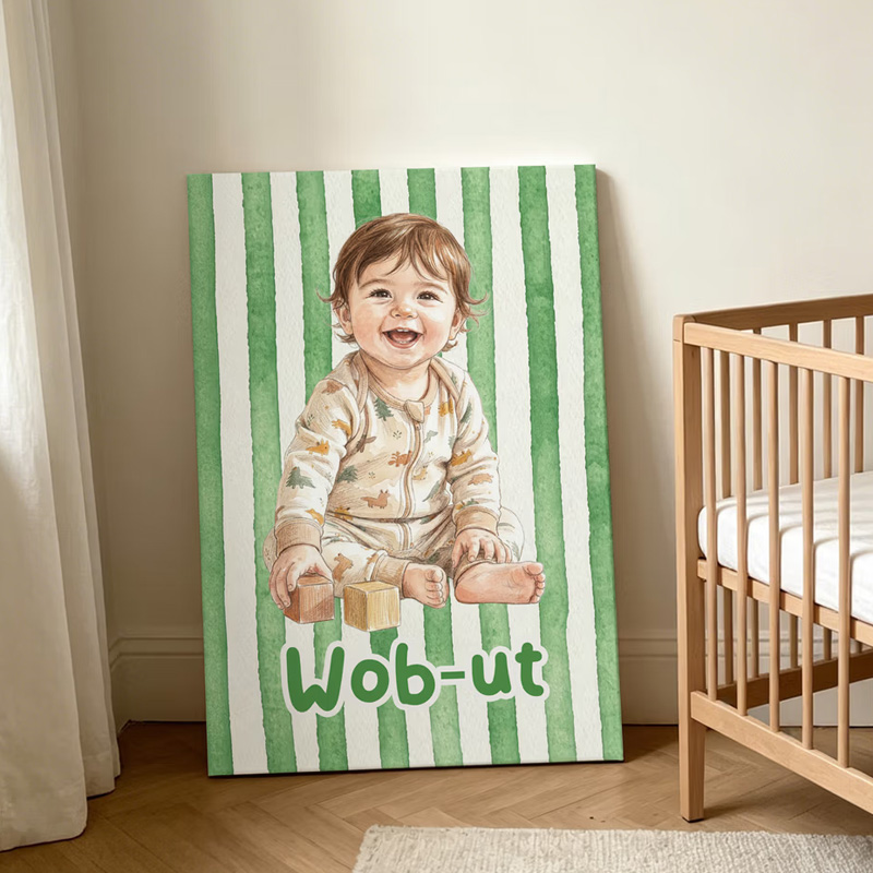 Personalized Baby First Word Mispronunciation Canvas Poster Frameless Framed Painting with Photo and Text Birthday Gift for Toddlers New Parents