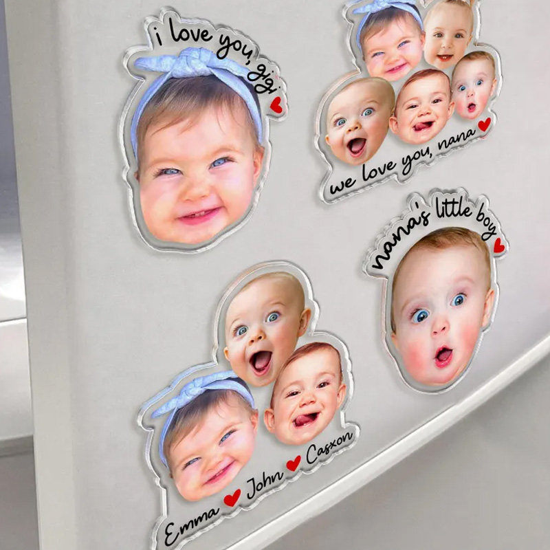 Personalized Funny Face Photo Baby And Pet Custom Text Gift For Family Friends Cute Home Decor Refrigerator Magnets