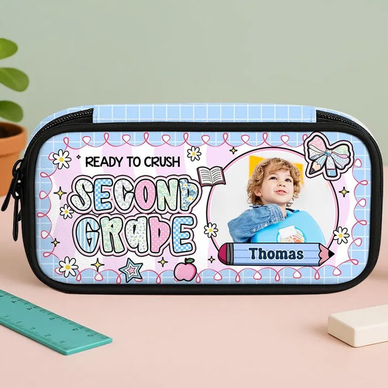 Personalized Ready To Crush Kindergarten First Grade Second Grade Custom Name Photo Back To School Gift Pencil Case