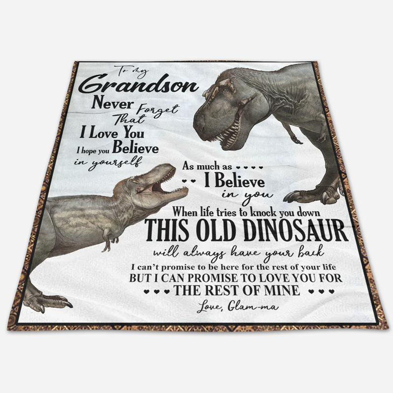 Personalized To My Grandson Dinosaur Letter From Grandma Believe In Yourself Love You Always Gift Kid Blanket