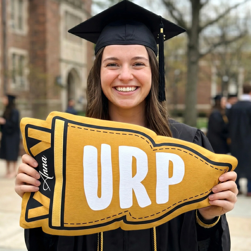 Personalized Custom College Pennant Name Initials School Spirit Graduation Gift Dorm Room Decor 3D Print Pillow