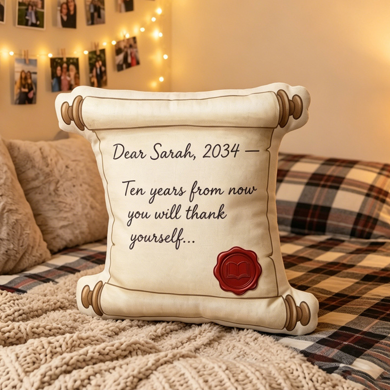 Personalized Graduation Letter To Future Self Custom Name Year Motivational Quote Scroll Keepsake 3D Print Pillow