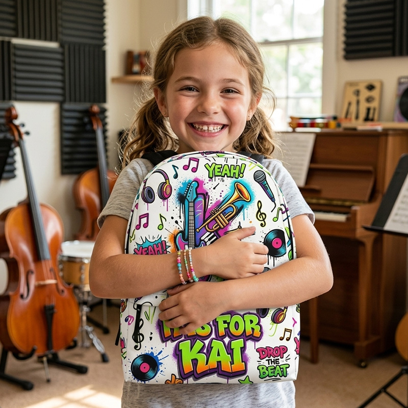 Personalized Graffiti Initial Kids Backpack Custom Name Colorful Street Art Style Back To School Bag
