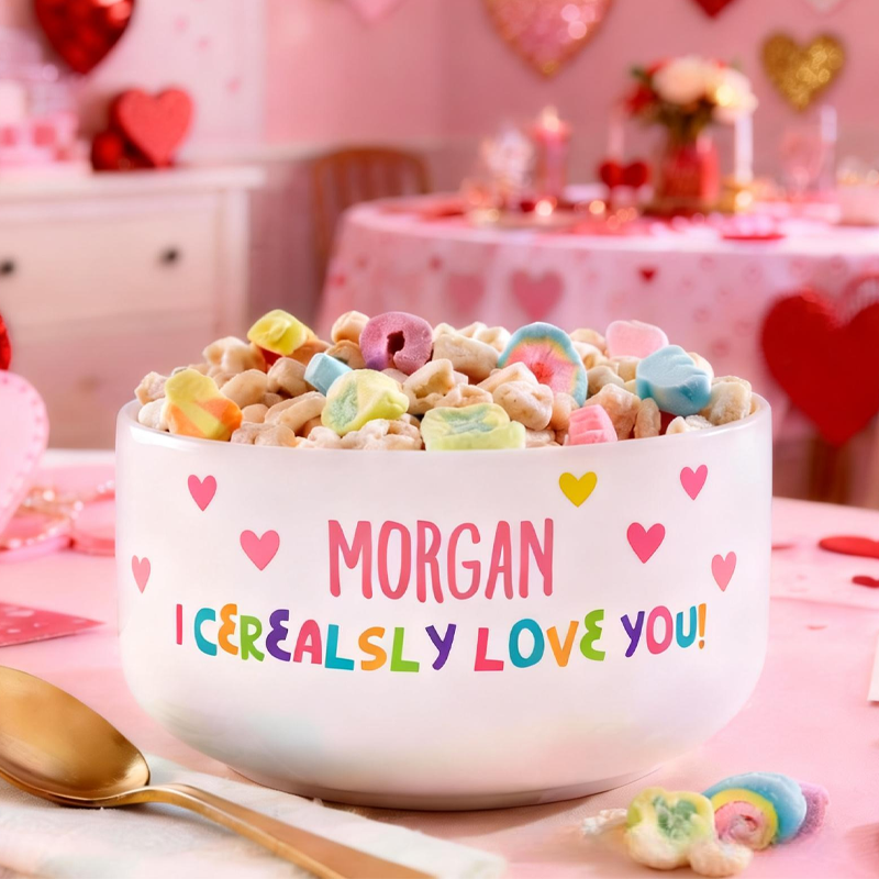 Personalized I Cerealsly Love You Cereal Bowl Valentine's Day Gifts for Kids Children's Valentine's Day