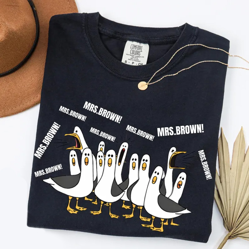 Personalized Funny Seagull Beach Quotes Mine Mine Mine Coastal Seaside Birds Summer Vacation Graphic Teachers T-Shirt