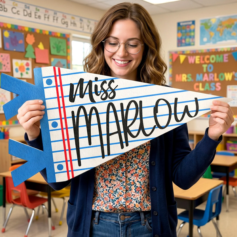 Personalized Lined Notebook Paper Teacher Name Handwritten Style Class