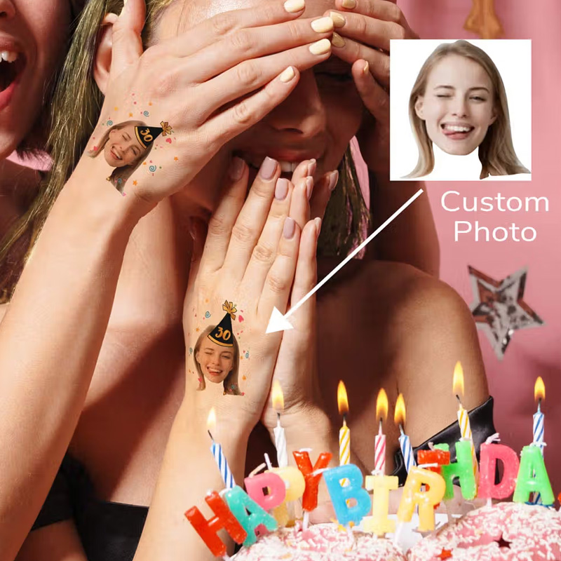 Personalized Waterproof Temporary Face Photo Tattoo Stickers with Name Bachelorette Party Birthday Wedding Favors