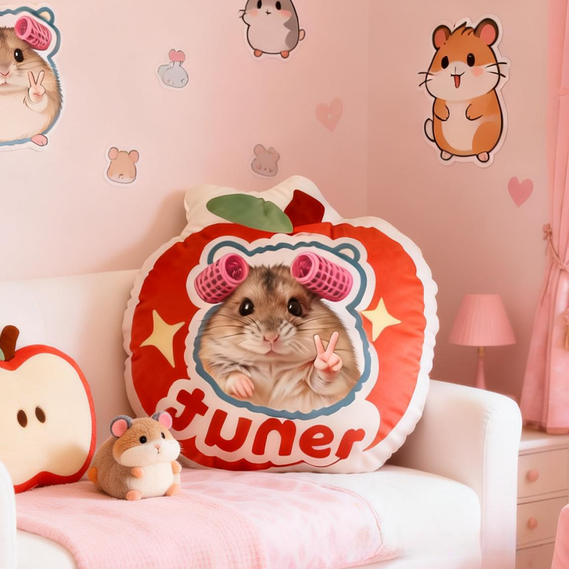 Personalized Cute Cartoon Apple Pillow Baby Animals Nursery Decor Cute Animals Cushion Toddler Gift 