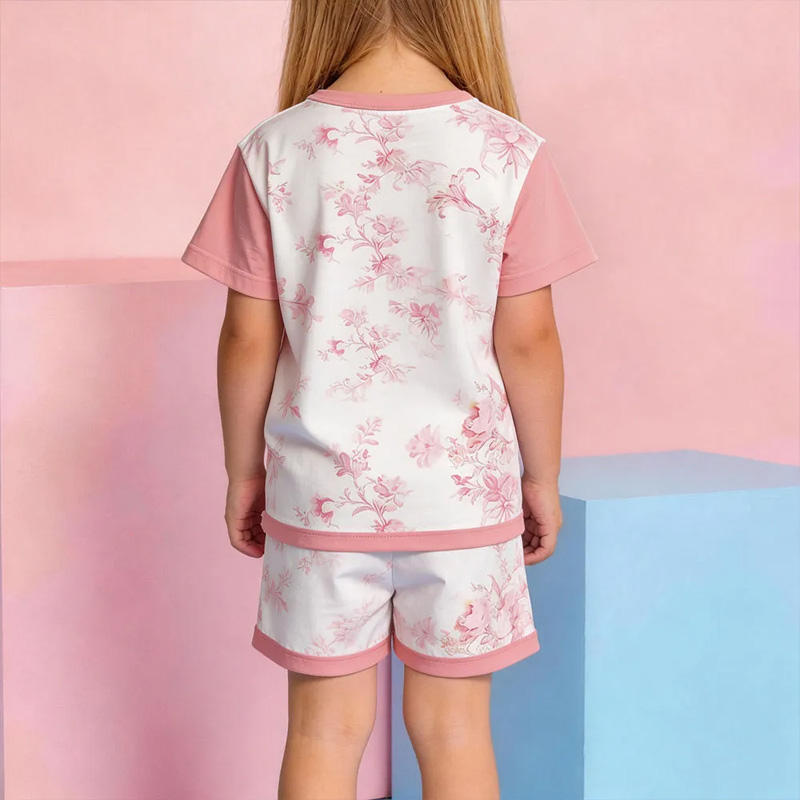 Personalized Princess Pajama Set Themed Sweet Dreamy Bedtime Magic Design Soft Pink Short Sleeve Top And Shorts For Girls