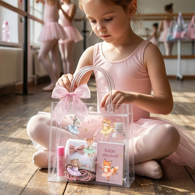 Personalized Animal Ballerina Tote Themed Magical Dance Design Clear Princess Carryall Transparent Gift Bag