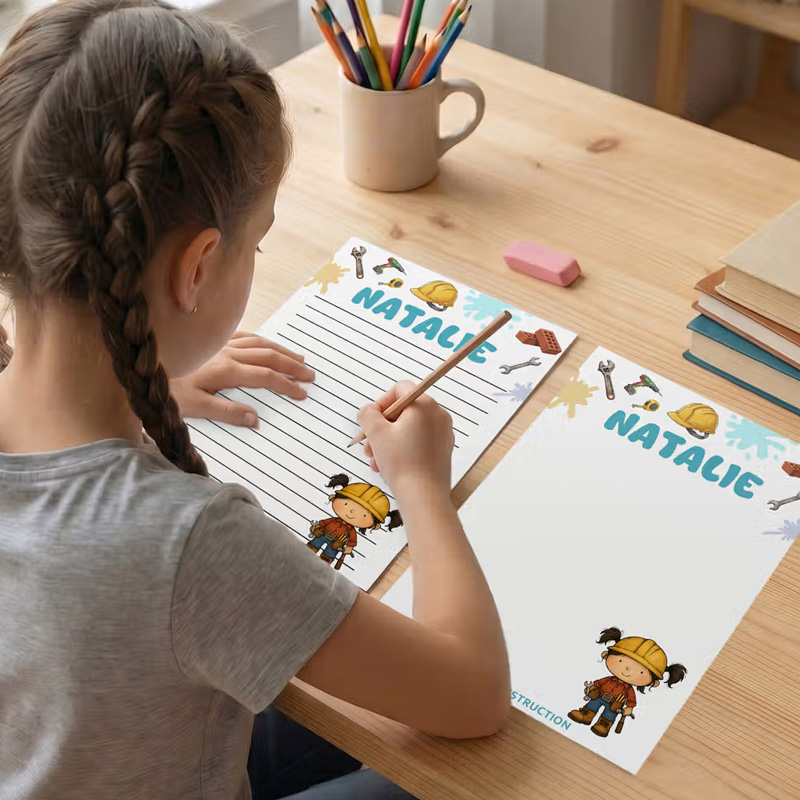 Personalized Kid Career Character Notepad with 50 Pages and Name Daily Use Back to School Birthday Gift for Kids Students Sticky Note