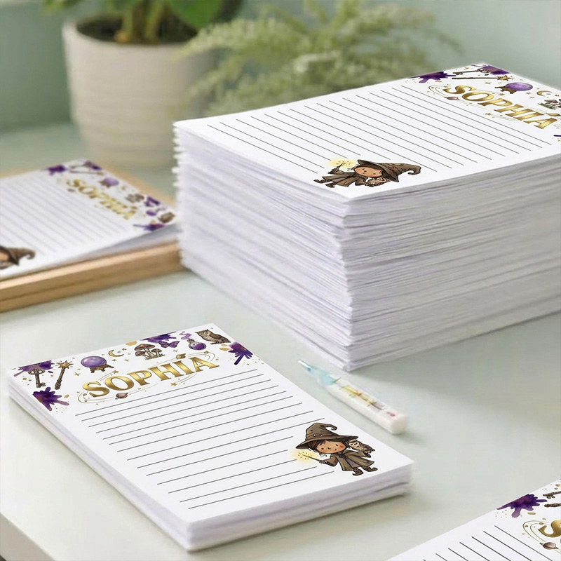 Personalized Little Wizard Kids Notepad Themed Magic Spell Writing Pad Design Custom Name Stationery For School Notes